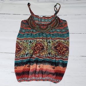Maurices BOHO Beaded Sheer Tank Top Adjustable Straps Medium